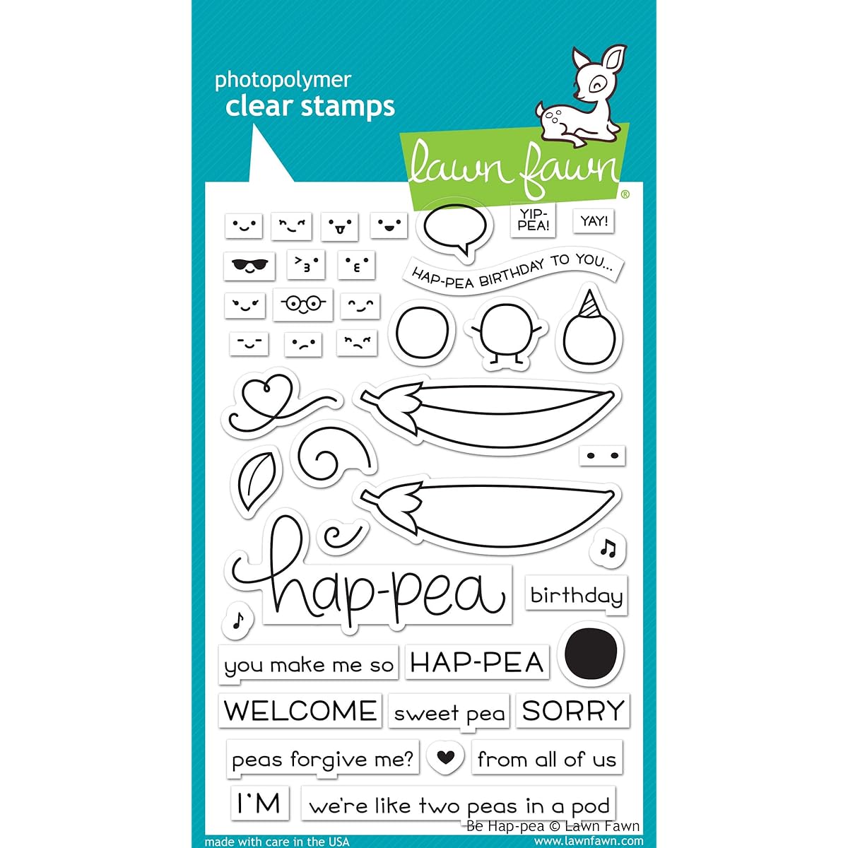 Lawn Fawn Clear Stamp 4" x 6" - Be Hap-Pea