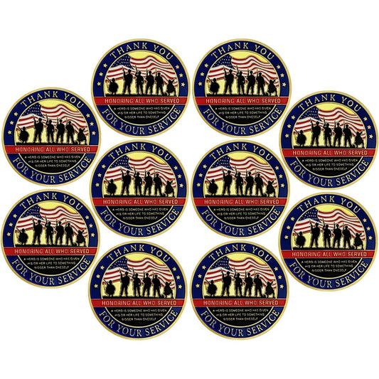 AtSKnSK Thank You for Your Service Military Appreciation Challenge Coin 10 Pack