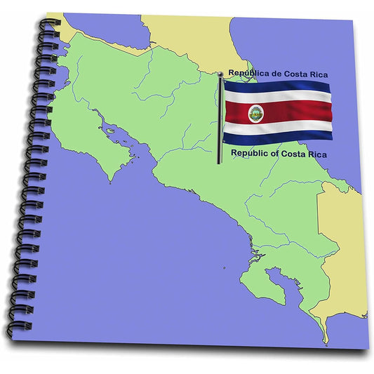 3dRose db_47675_2 Republic of Costa Rica Flag and Map of Costa Rica Memory Book in both English and Spanish, 12 x 12 inches