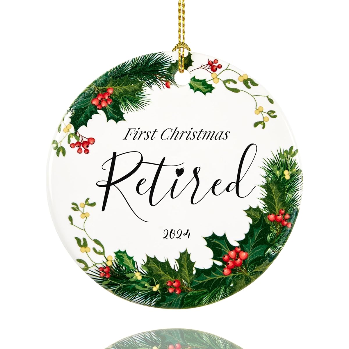 Retirement Christmas Ornament 2022, 1st Retirement Christmas Ornament 2022, Retirement Celebration 3 Inch Ceramic Elegant Christmas Hanging Ornament