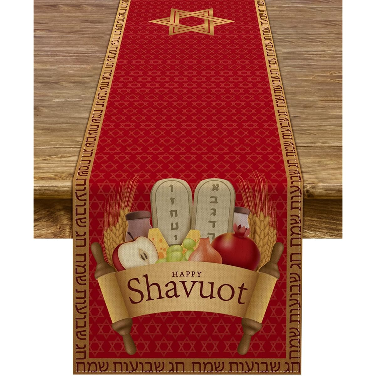 Shavuot Table Runner The Feast of Weeks Tablecloth Jewish Pilgrim Festival Holiday Kitchen Dining Home Decor