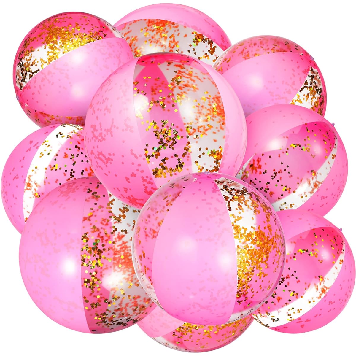 20 Pack Glitter Beach Balls Bulk 16 Inch Beach Sand Balls Swimming Pool Party Beach Balls Pink Inflatable Beach Toys Jumbo Confetti Beach Balls for Teens/Adults Summer Beach/Pool Party Supplies