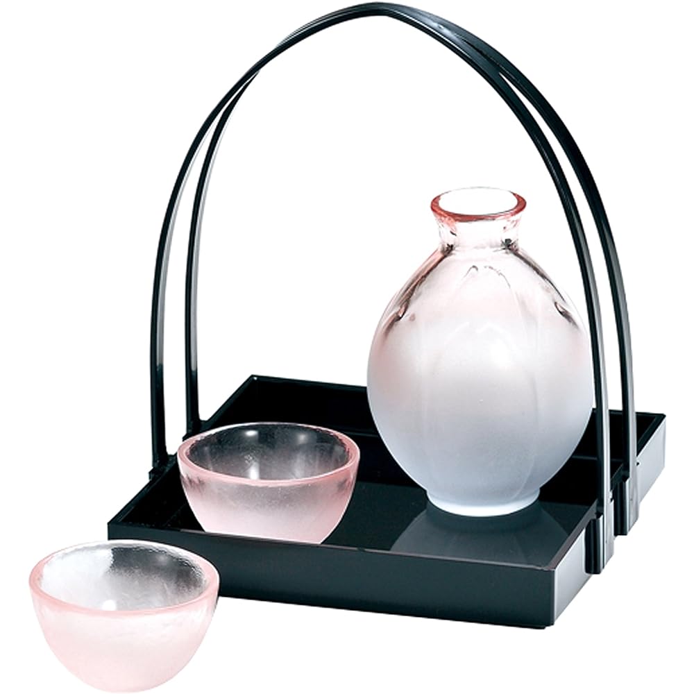Hirota Glass Hana Honoka Set of 3 Sake Cups with Hand Basket HO-3000