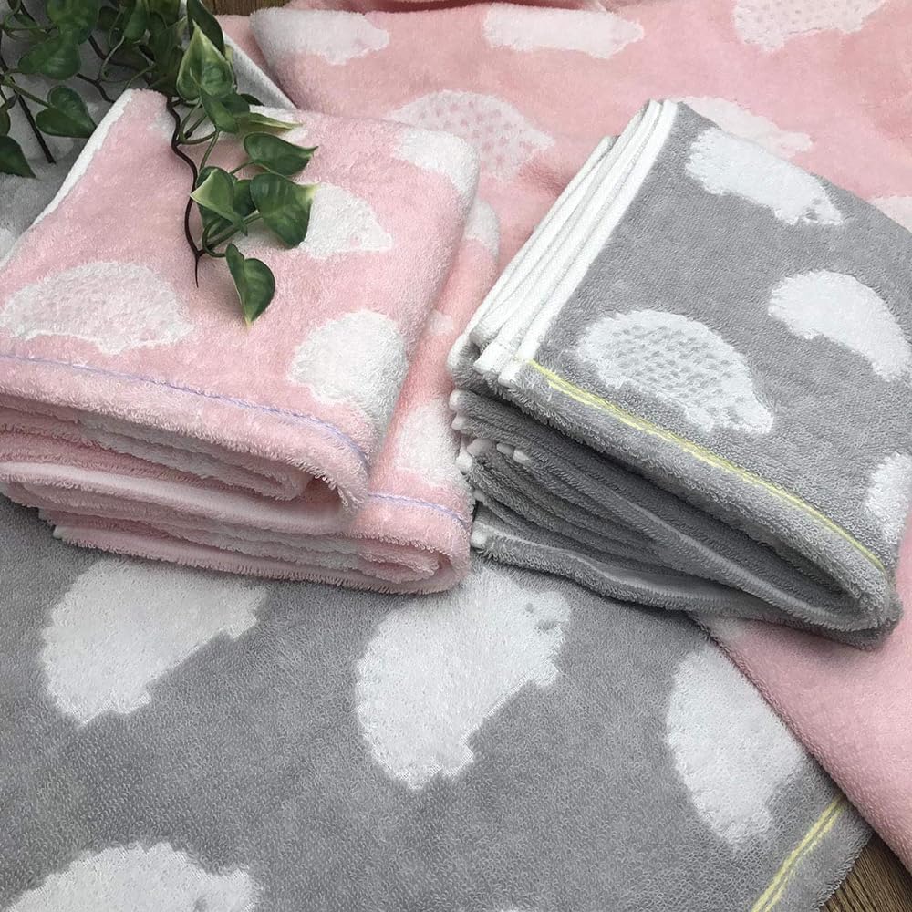 Imabari Towel Brand Certified Hedgehog Pattern Bath Towel Set of 3 60x120cm (3 Colors)