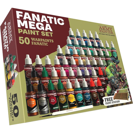 The Army Painter Warpaints Fanatic: Mega Set of 50 Paints: 36 Acrylics, 4 Skin Tones, 3 Metallics, 3 Effects, 4 Washes