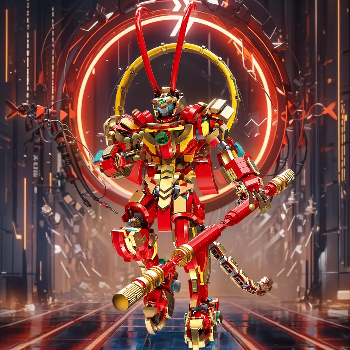 JMBricklayer Monkey King Mech Building Set for Adults and Kids 70150, Action Figure Mecha Robot Toy Classic Chinoiserie Warrior Collectible Model Kit Cool Mecha Display Gift for Boys Girls