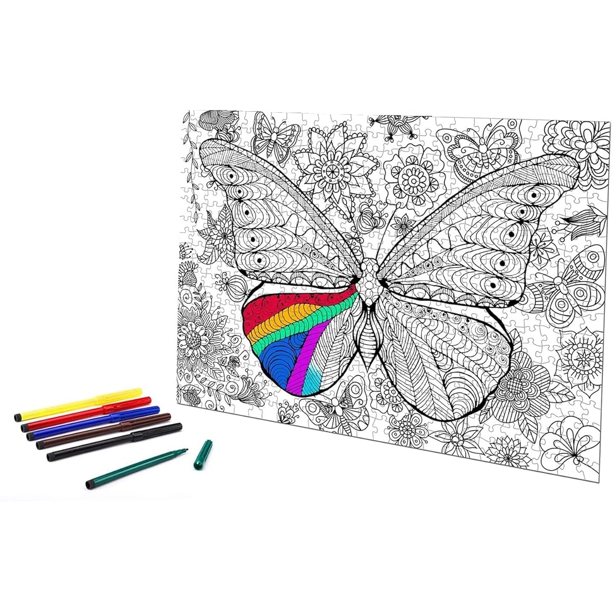 Jigsaw Puzzle | Butterfly | DIY Coloring Jigsaw Puzzle with Color Pen Set | For Kids/Adults | 500 Pieces