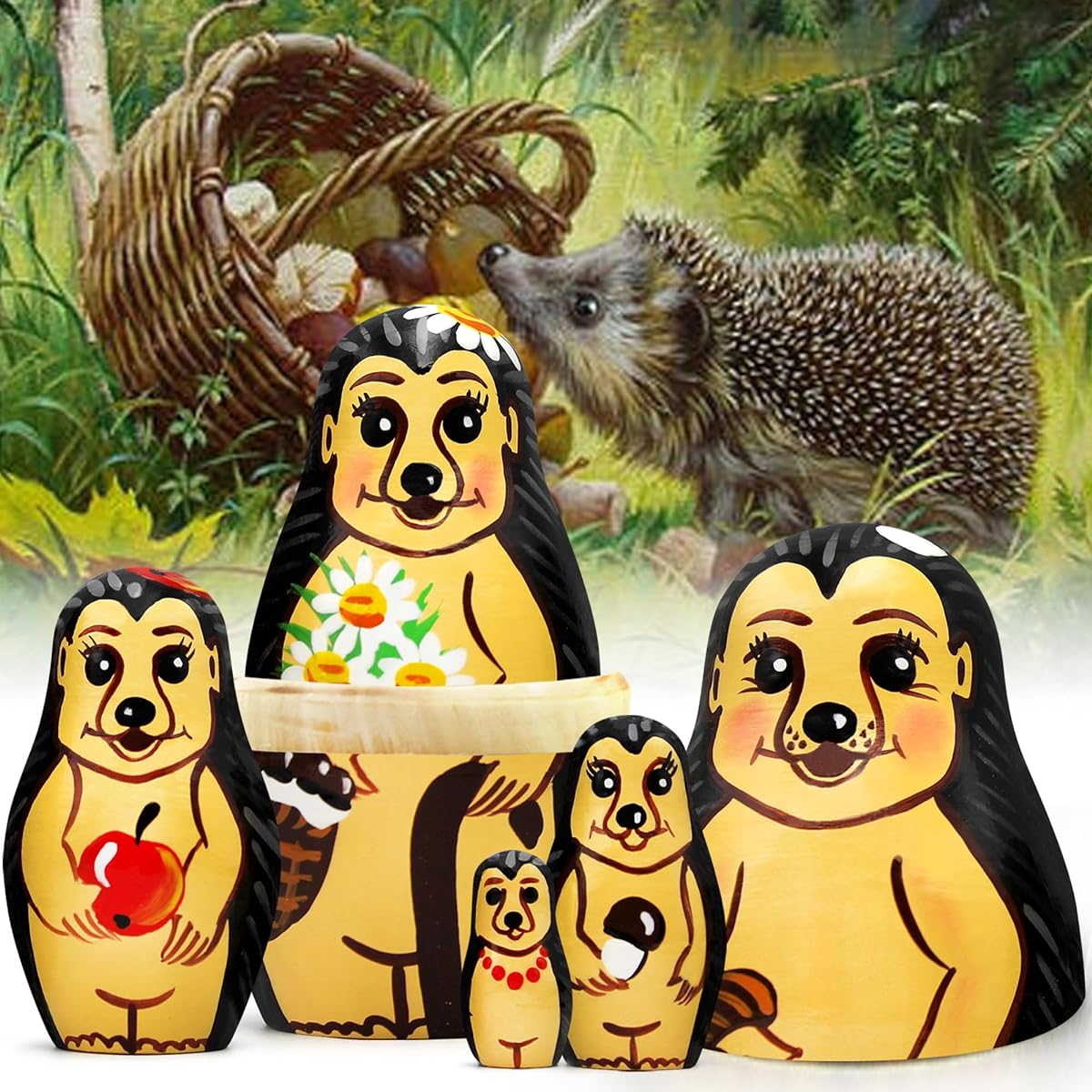 Nesting Doll Hedgehog Toy Set 5 Pieces - Hedgehog Animal Figurines