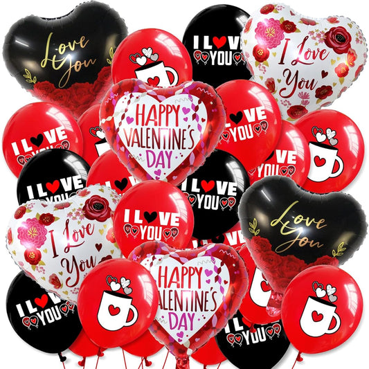 36pcs Happy Valentine's Day Balloons Heart Shaped Balloons Romantic Party Decoration Supplies (Style B)