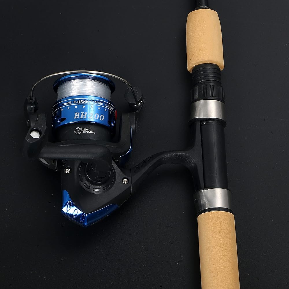 VILTAGE Fishing Rod Set [Compact Rod Spinning Reel] Rod Total Length 100cm with Line (Blue) Rod Case Included