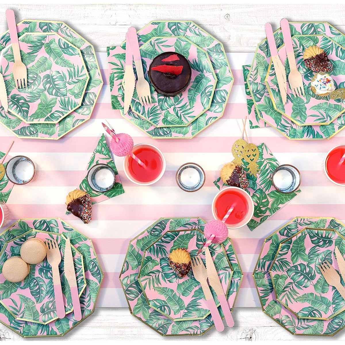 Coterie Tropical Paper Dessert Plates - Cute Leaf Plates for Summer Party Kids Birthday Luau Party Birthday Party - Tropical Party Decorations | 7.25" Fancy Paper Plates | 10 Pieces