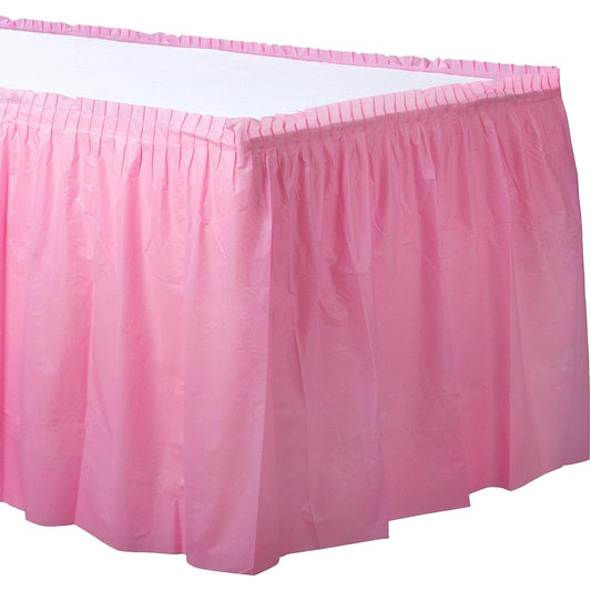 Amscan 73 x 426cm Plastic Table Skirt, Baby Pink