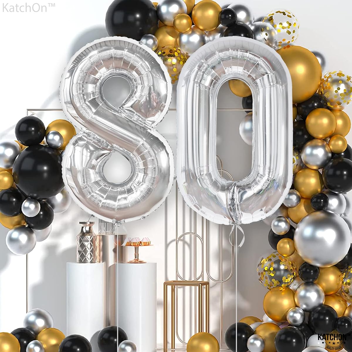 KatchOn Big Silver 80 Balloons Number 40 Inch Silver 80th Birthday Decorations for Men 80th Birthday Balloons 80th Birthday Party Decorations Number 80 Balloons Silver 80th Birthday Balloons