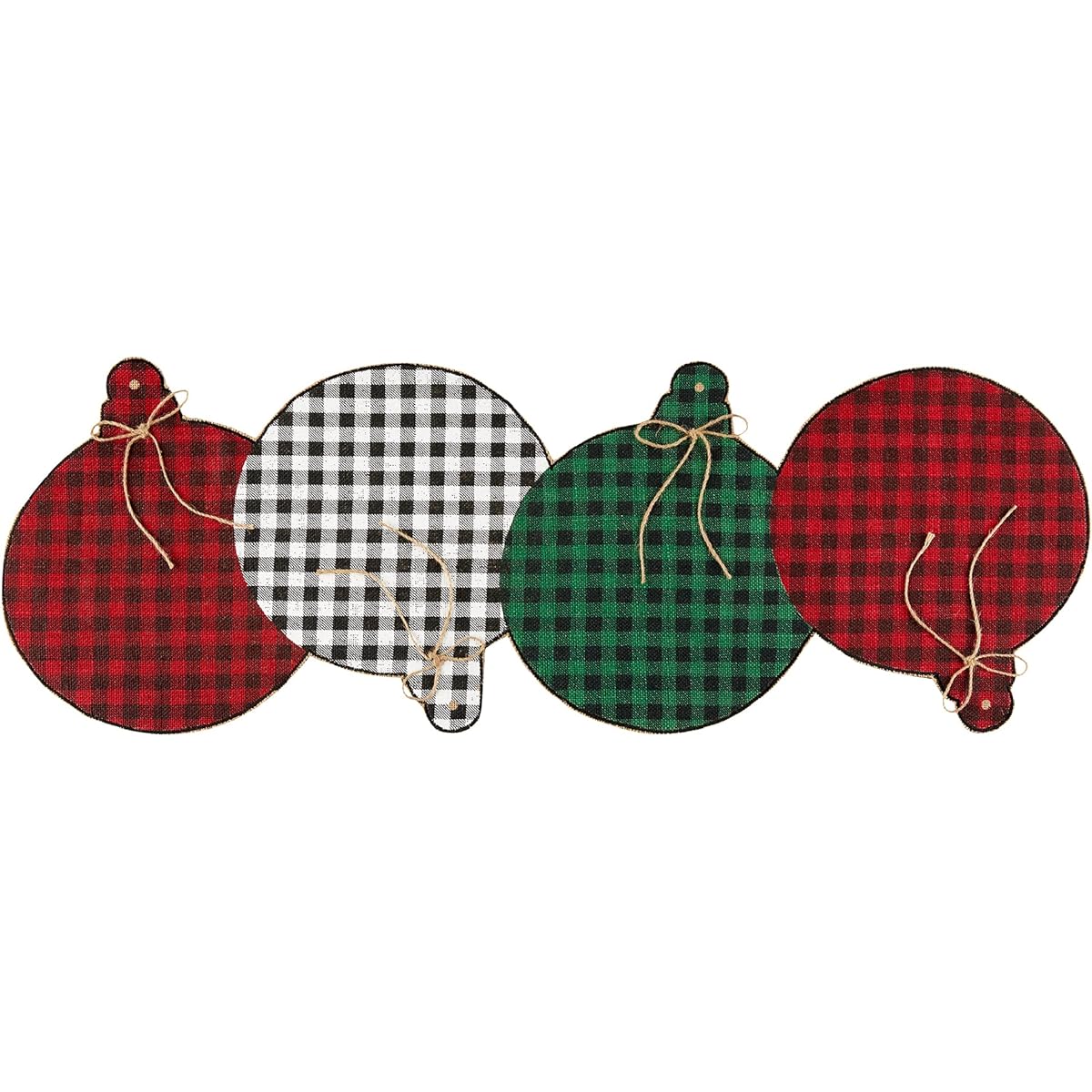 Elrene Home Fashions Farmhouse Living Holiday Rustic Ornaments Burlap Centerpiece Runner 13" x 36" (Table, Multi)