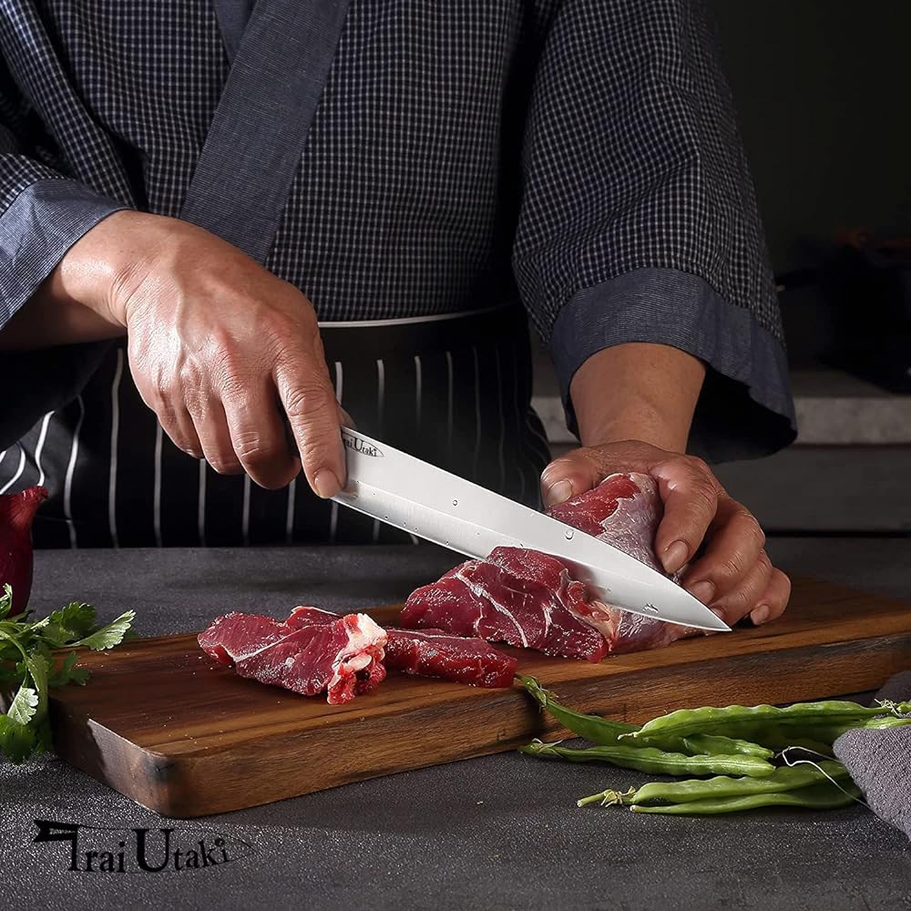 Irai Utaki Sashimi Knife, Yanagiba Knife, 240mm, Single Edge, Made of German 4166 Steel, Natural Wood Handle that Fits in Your Hand, Home Use, Fish Knife (240mm Yanagiba Knife)