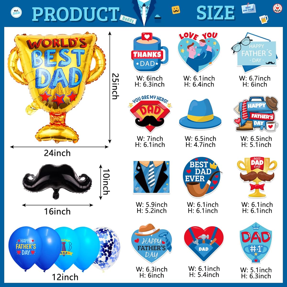 Happy Father's Day Party Decoration Set Happy Father's Day Party Banner Latex Balloons