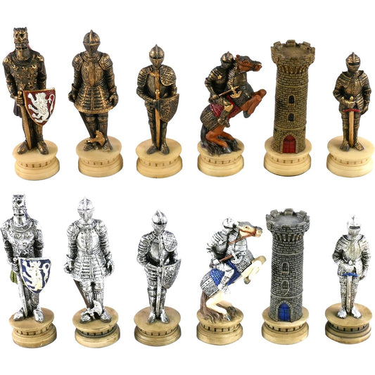 Medieval Times Armored Knights Painted Resin Chess Pieces