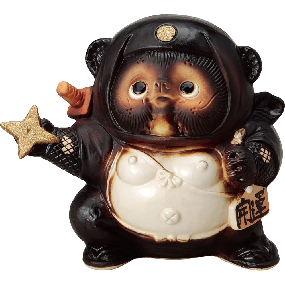 Shigaraki ware ornament Ninja raccoon dog (red) Width 17.5 x Depth 12 x Height 17.5 cm 561-03