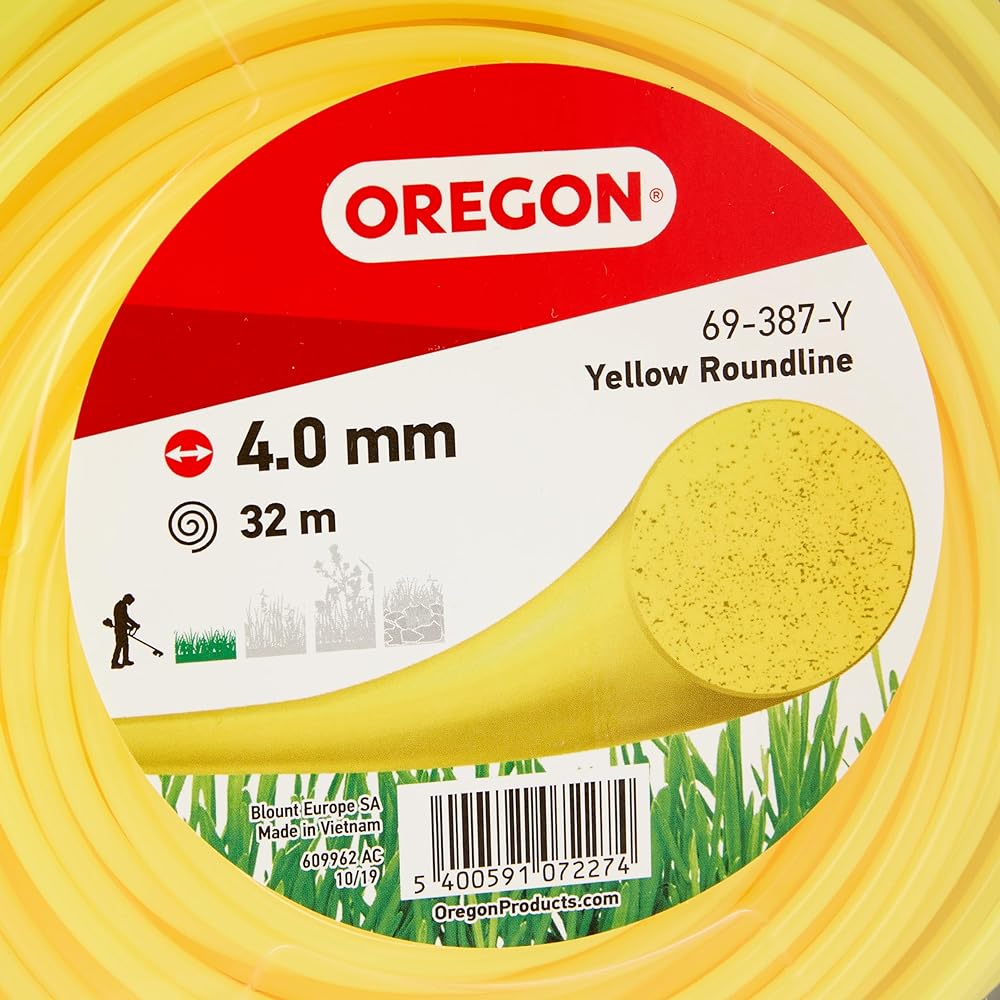Oregon 69-387-Y Yellow Round Strimmer Line/Wire for Mowers and Brush Trimmers 4.0mm x 32m