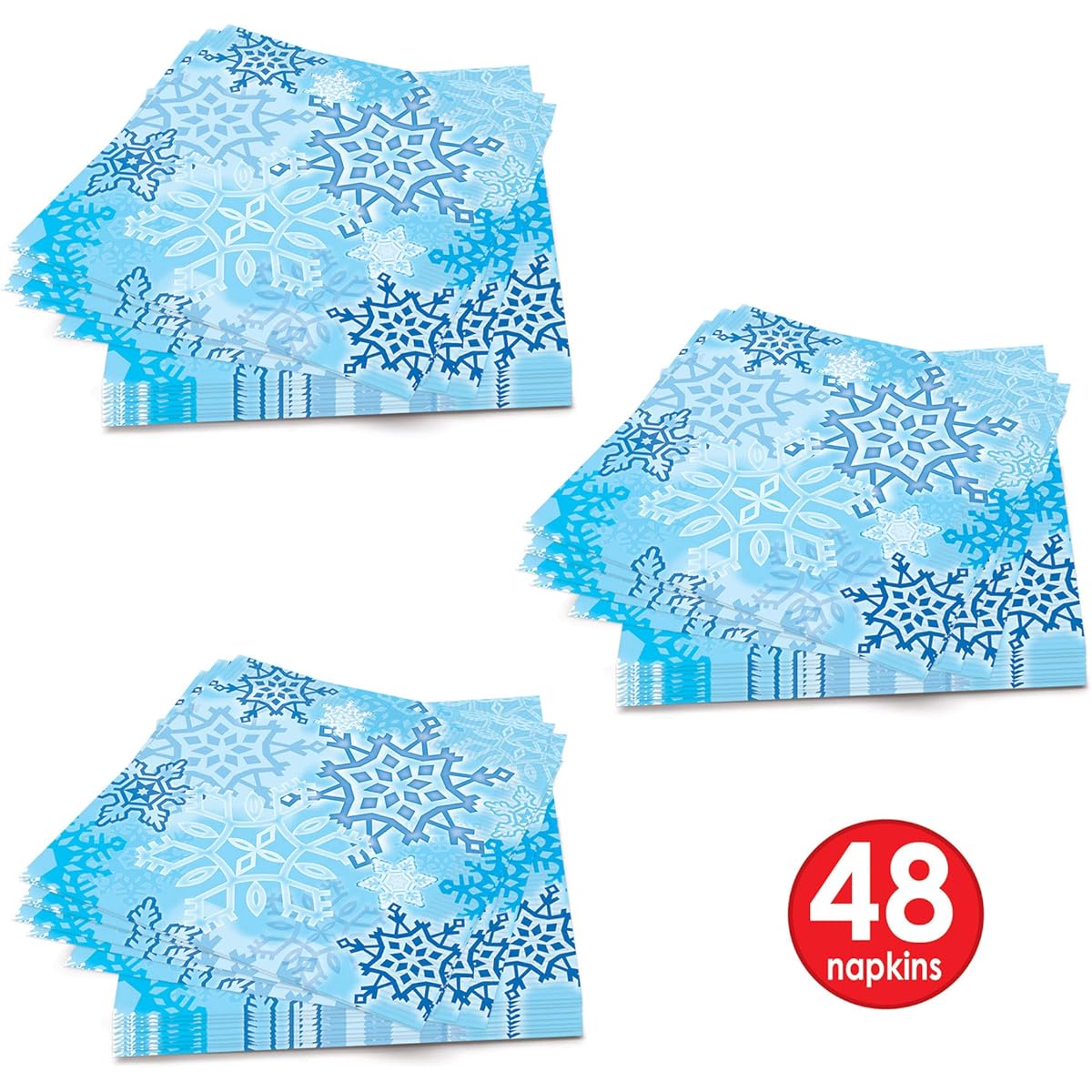 Beistle 48 Snowflake Printed Paper Beverage Napkins for Christmas and Winter Party Supplies