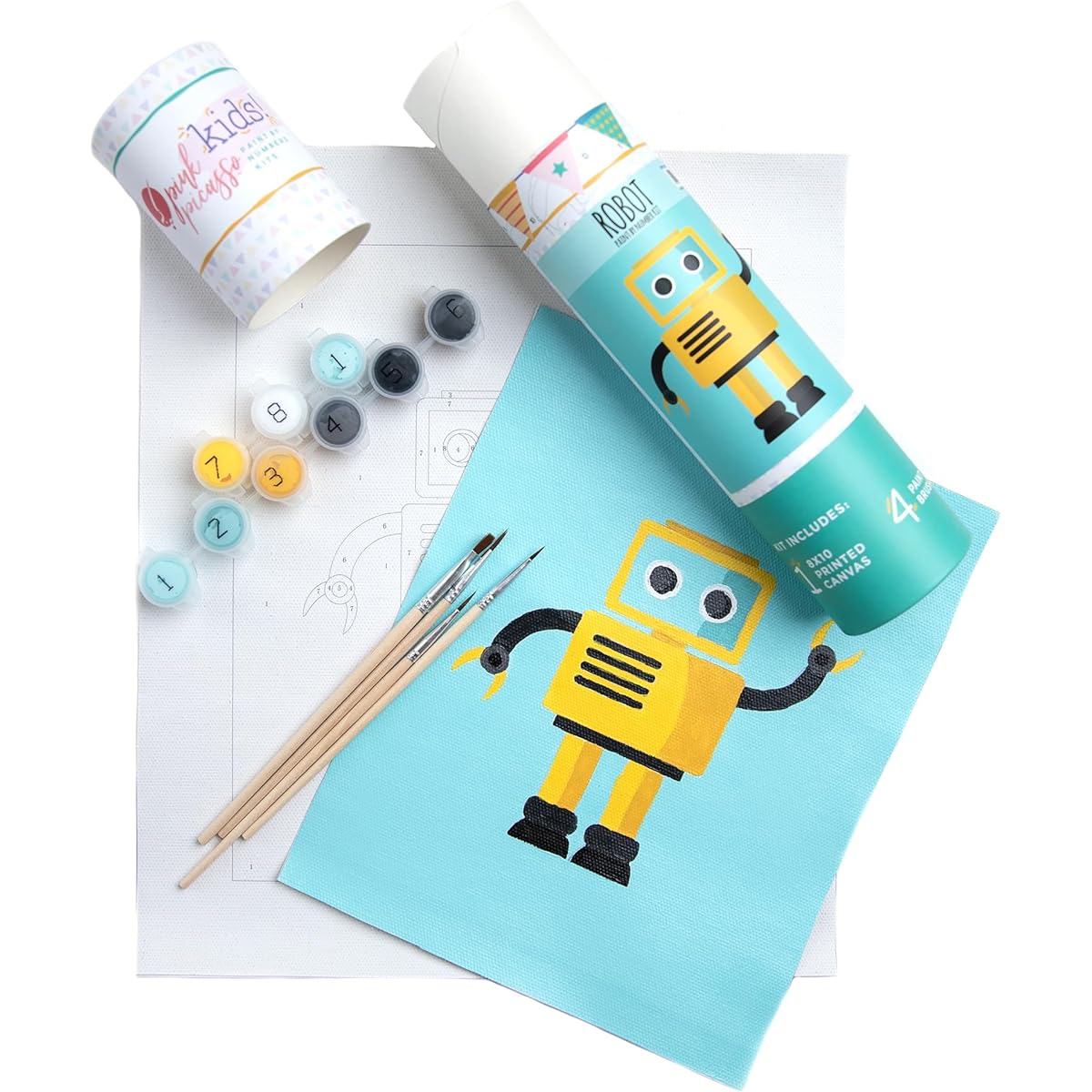 Pink Picasso Kids! Paint by Number Kit for Kids (Robot)