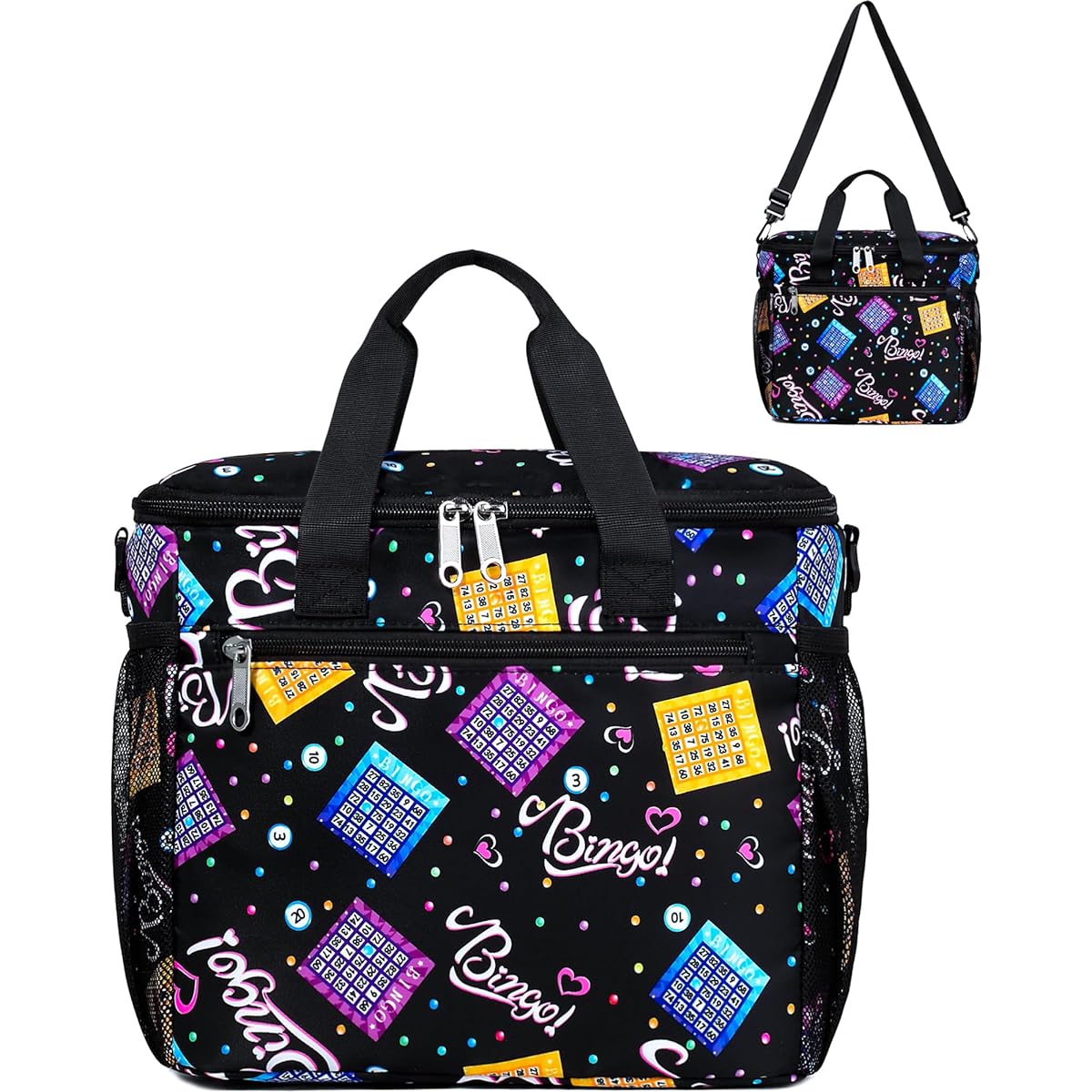 Bingo Bag for Bingo Game Accessories Bingo Marker Dover with Pocket for Dabbers Bingo Dover Bag Case Bingo Set Supplies Staff Bingo Tote Bingo Gift Prize for Adults and Seniors