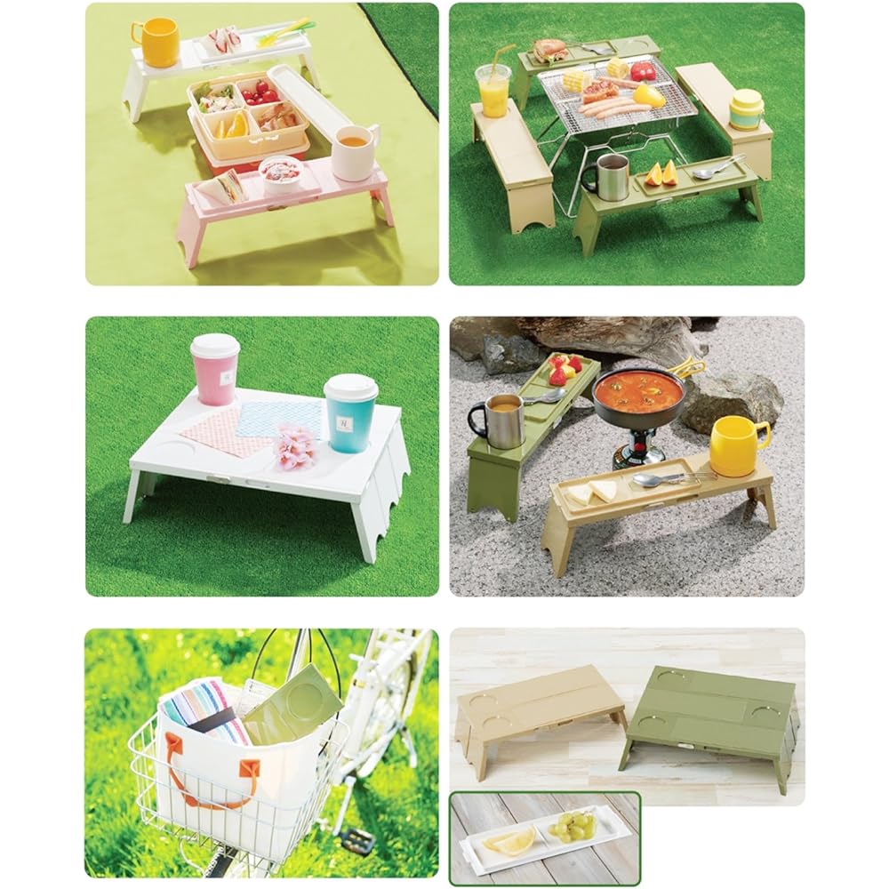 Iseto Outdoor Table Picno (Picno) 3 units Green When assembled: approx. Width 12 x Depth 41.7 x Height 13cm I-569-3 3 units included