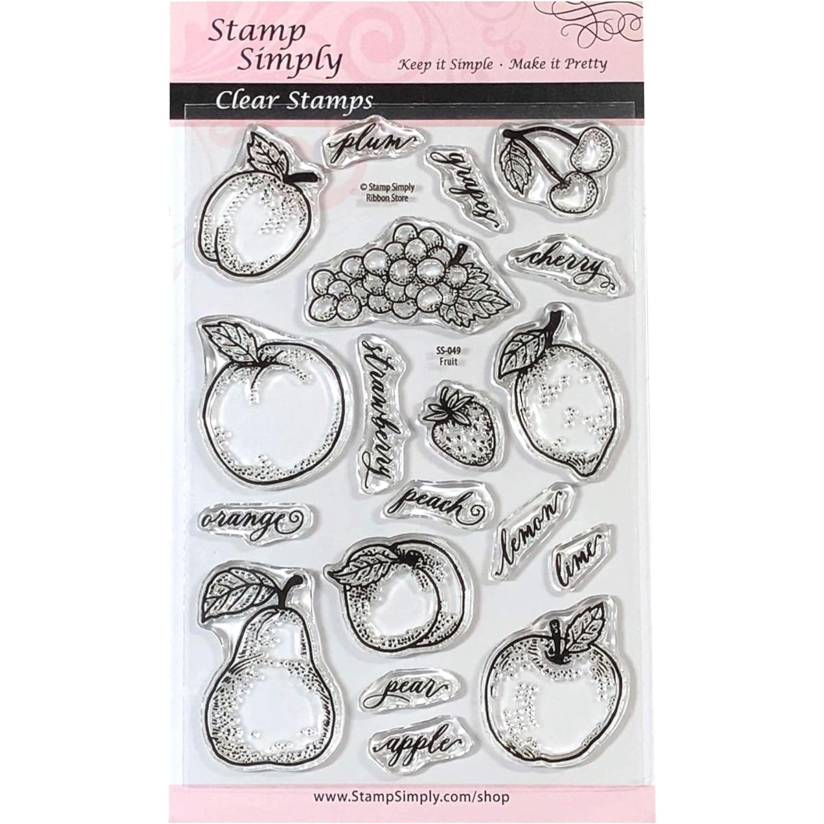 Stamp Simply Clear Stamps Fruit Shaped Grapes, Apples, Cherries and More 4x6 Inch Sheets 19 Pieces