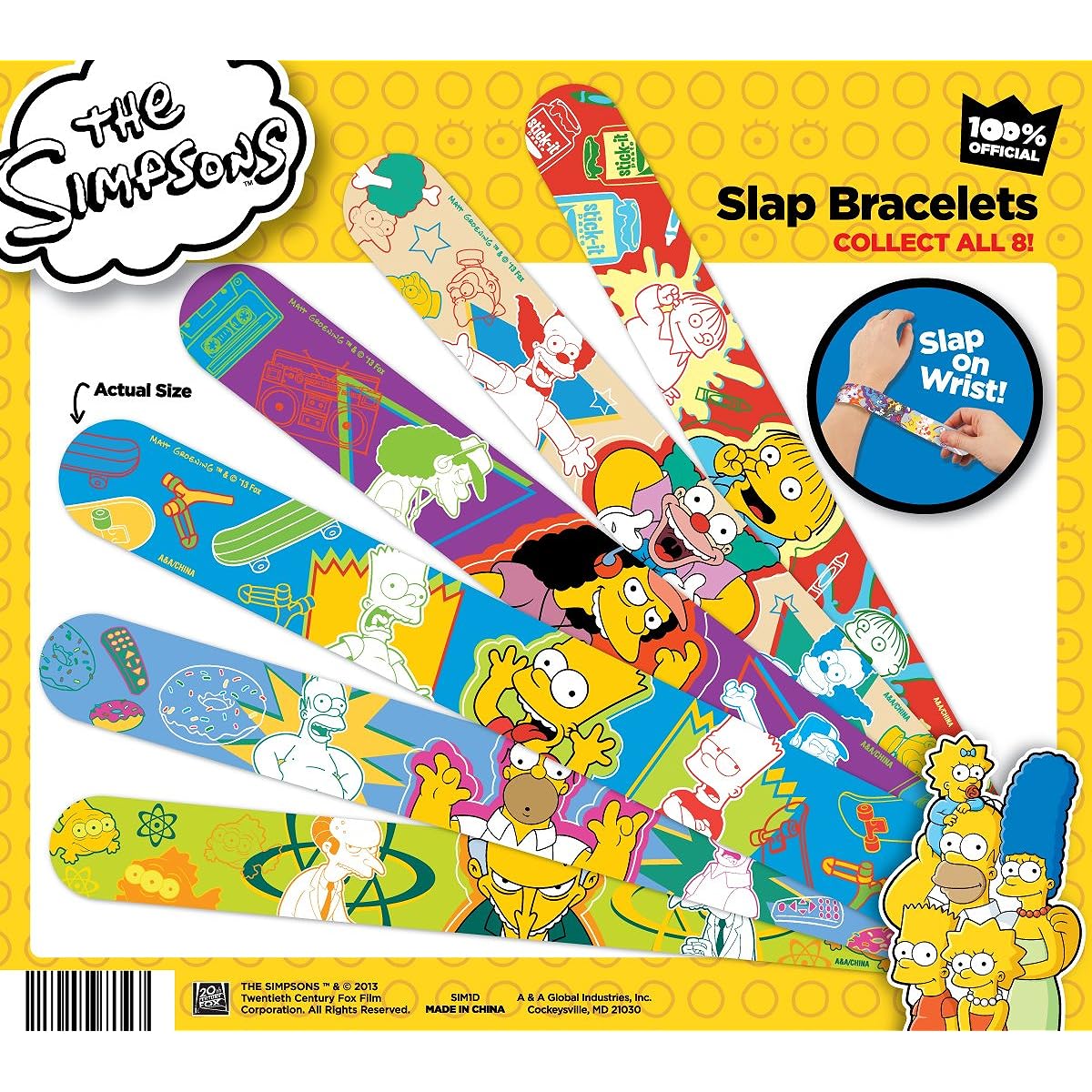 The Simpsons Slap Bracelets and Stickers (8 of each)