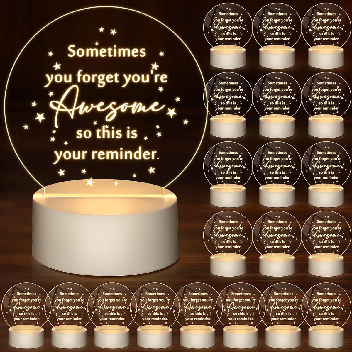 Kittmip Acrylic Inspirational Gift Appreciation Night Light Gift Sometimes You Forget You are Great Gift for Women Employee Teacher Birthday Present Graduation Gift (Round)
