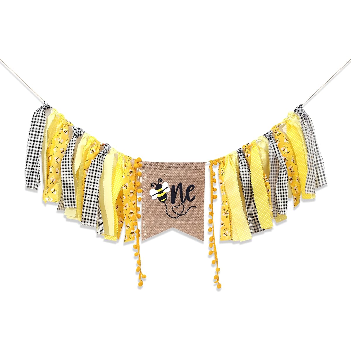 Bee 1st Highchair Banner - Bee Birthday Themed Decorations, 1st Bee Day Banner, 1 Bee Highchair Banner for Boys/Girls, 1st Birthday Bee Highchair Banner Party Decorations