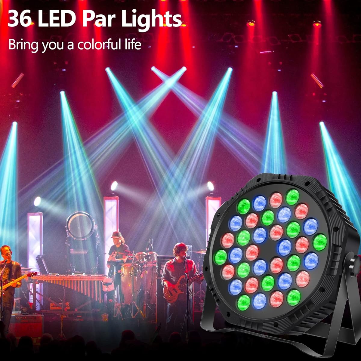 36 LED Par Can Light RGB Stage Light 9 Modes DJ Light Stage Lighting Uplight Sound Activated Remote Control & DMX Control Uplight for Event/Wedding Party (4 Pack)