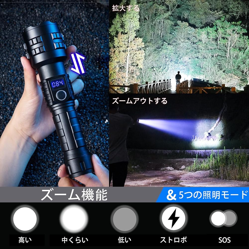 LED Flashlight Powerful Super Bright 50000 Lumens Flashlight Rechargeable Flashlight LED Powerful Military Strongest Handy Light