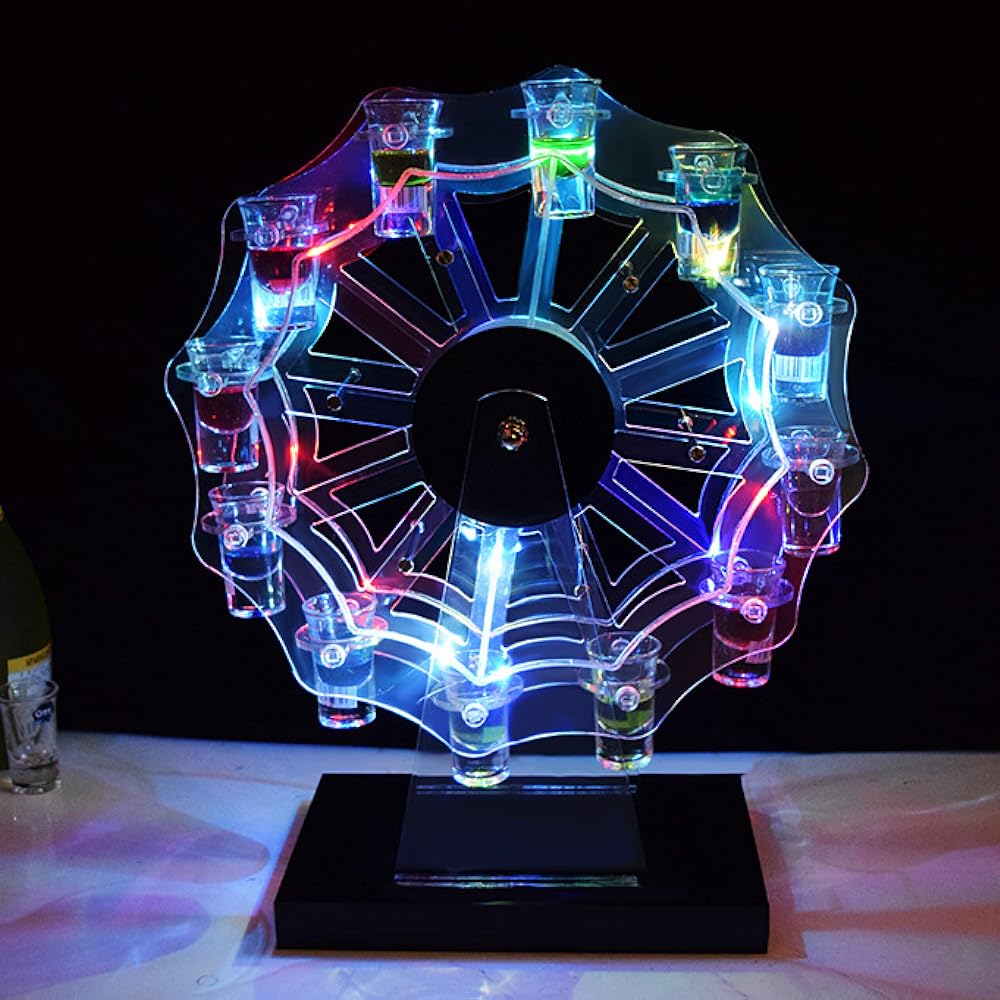 Tequila Ferris Wheel LED Liquor Bottle Display Shelf Ferris Wheel Wine Rack Liquor Glass Stand Rechargeable Automatic Color Change Birthday Christmas Nightclub Party Restaurant New Year's Party Drinking Party Year-end Party Gift Bar Hotel LED Liquor Shel