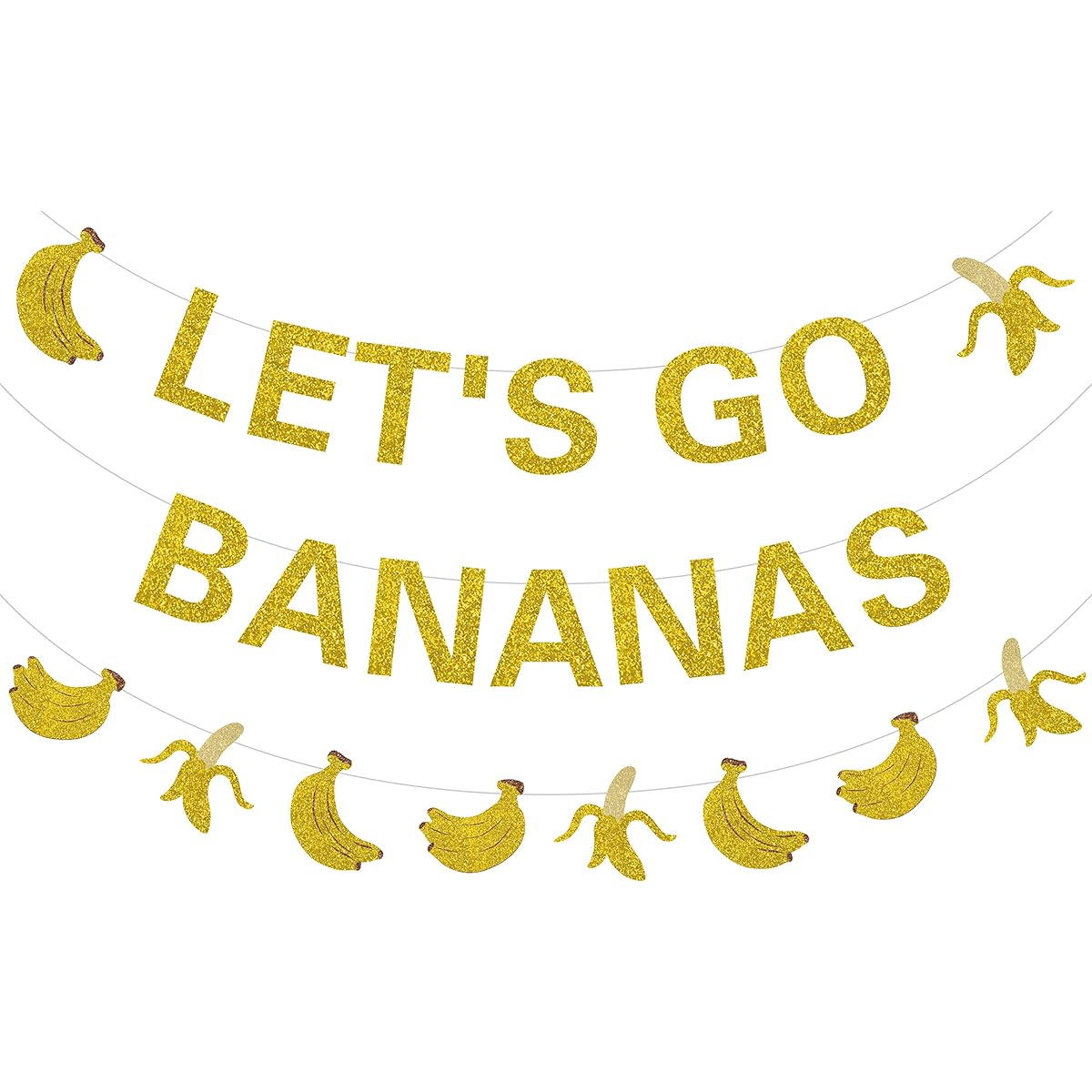 Banana Birthday Decorations Let's Go Bananas Banner Gold Glitter Banana Theme Birthday Banner Fruit Birthday Party Decoration