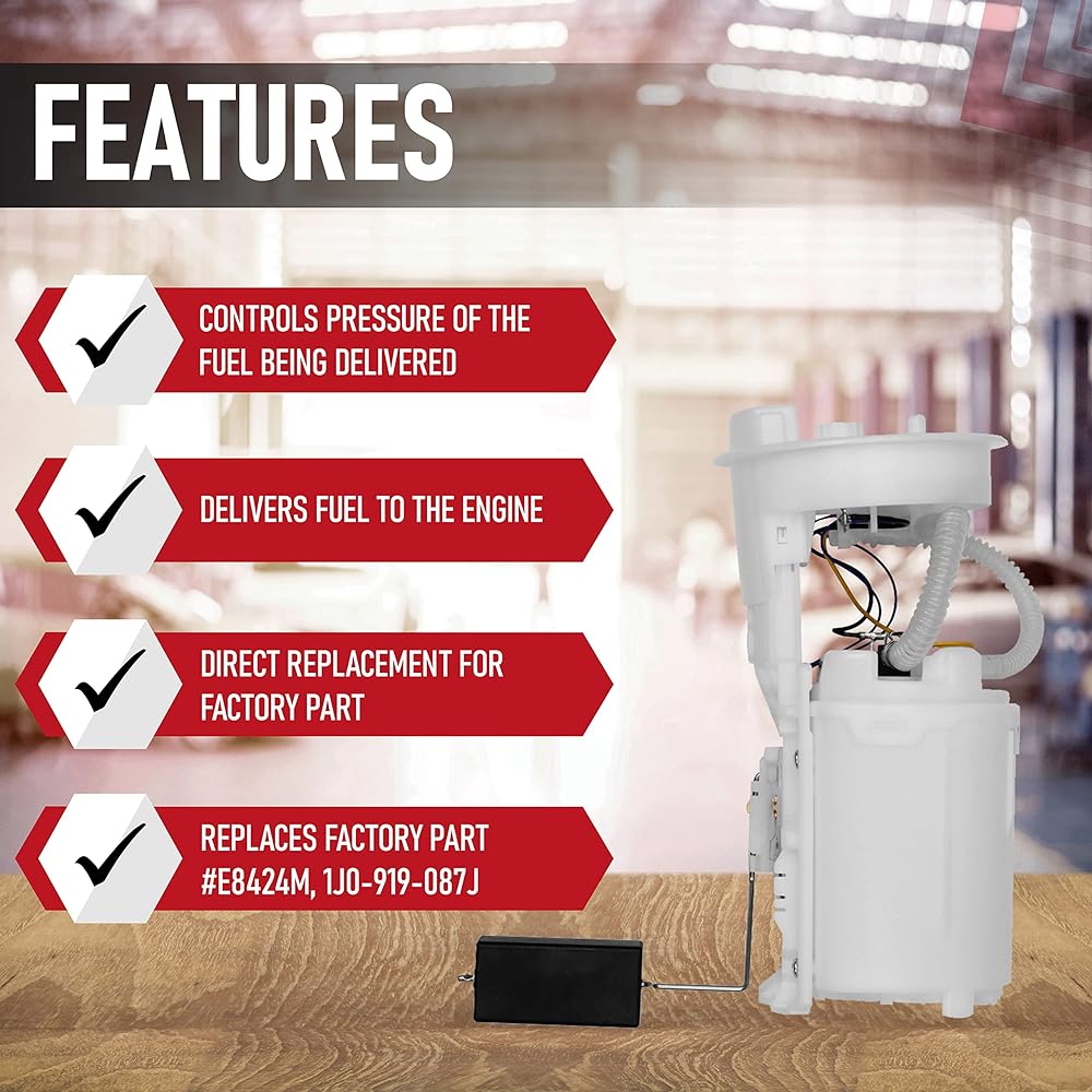 Fuel Pump Assembly - with Sending Unit - E8424M 1J0-919-087J 1J0-919-087H - Volkswagen MK4 Beetle Golf Jetta - 1.8L 2.0L 2.8L - 1998 99 2000 2001 - 2005 Models.