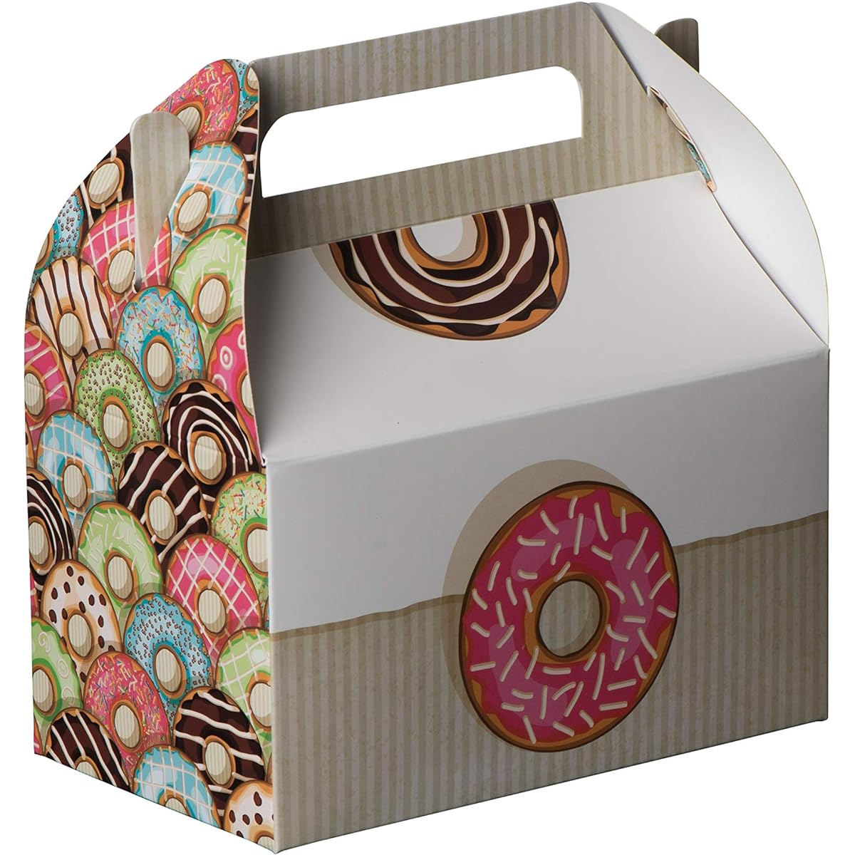 Hanmont Paper Treat Boxes - 10 Pack - Party Sweets Containers Cookie Boxes with Cute Designs Perfect for Parties and Celebrations 6.25" x 3.75" x 3.5" (Tweet Donuts)