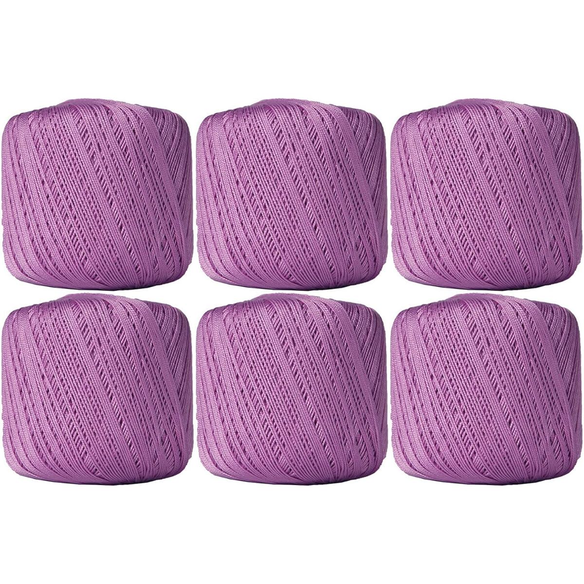 Threadart 6 Ball Pack 100% Pure Cotton Crochet Yarn - Size 10 - Color 20 - Lilac - Sizes 10 and 3 - Available in Single and Bulk Packs