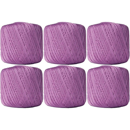 Threadart 6 Ball Pack 100% Pure Cotton Crochet Yarn - Size 10 - Color 20 - Lilac - Sizes 10 and 3 - Available in Single and Bulk Packs