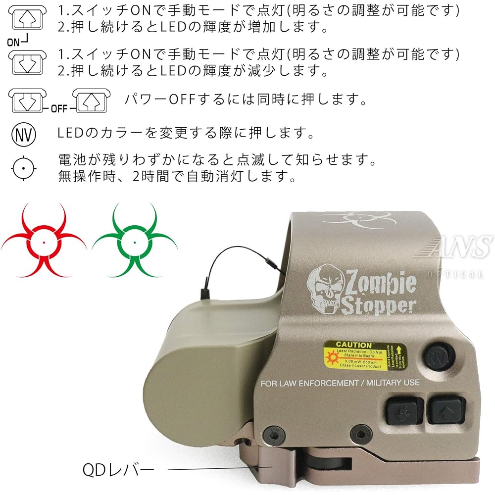 ANS Optical Eo.HD558z ZOMBIE STOPPER Type QD Lever Zombie Stopper Holosight TAN dt-034tan