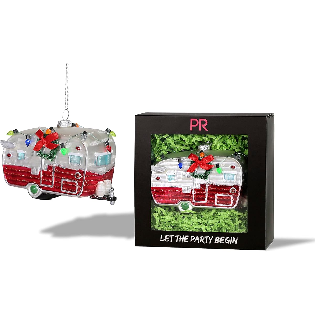 Party Rock | Camper Glass Ornament with Christmas Lights | Car & Car Collection