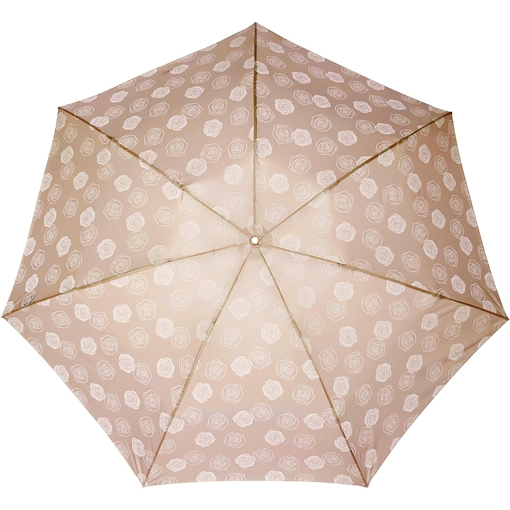 [Lanvin Collection] Umbrella Large Mini Umbrella Cation Jacquard Rose Pattern Women's Beige Japanese Rib Length 60cm (FREE Size)