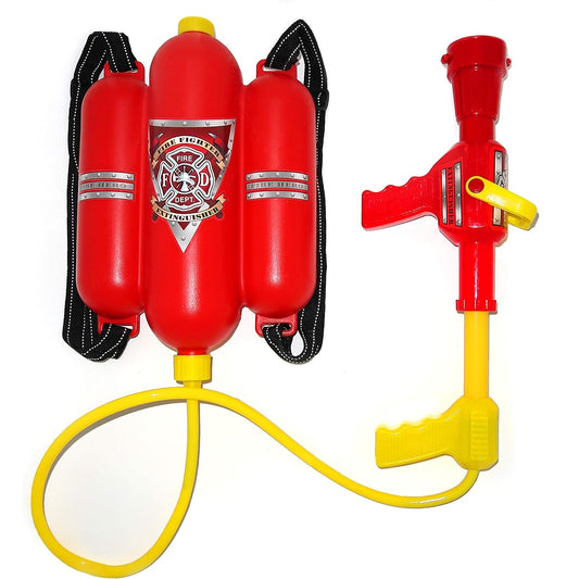 4E's Novelty Firefighter Backpack Double Tank - Firefighter Backpack Water Gun Blaster - Large Super Water Squirt Perfect for Beach, Lake, Swimming Pool, Outdoor Activities for Kids