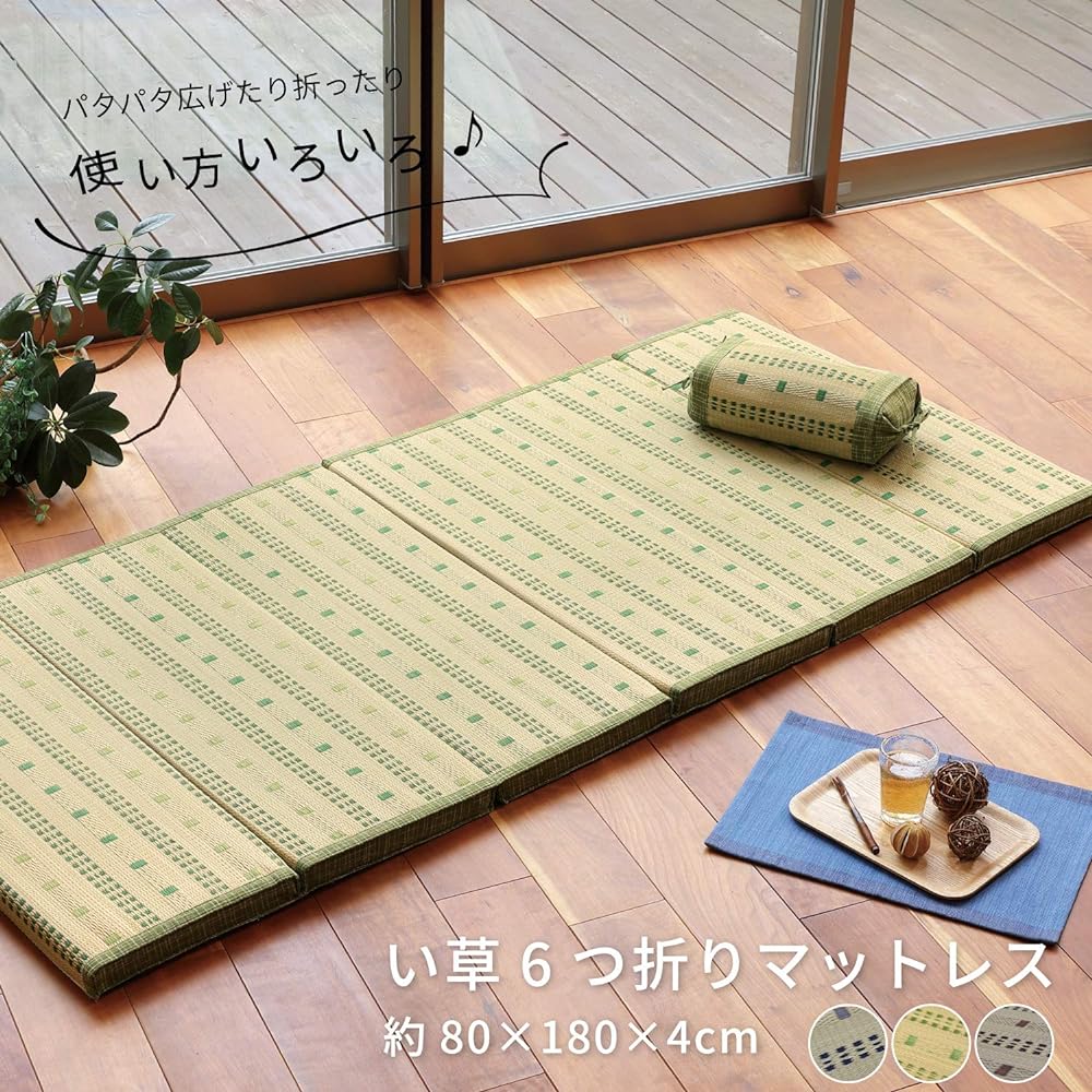 Hagiwara Igusa 6-Fold Mattress "Porco" Blue Approx. 80X180X4 Compact Storage 81922822