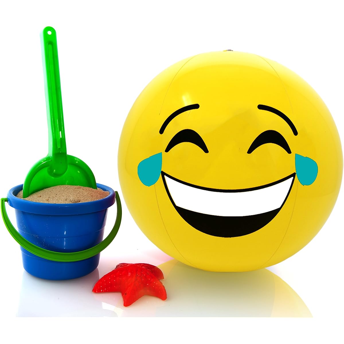 Set of 12 Emoji Beach Balls, 12" Party Set, Inflatable Beach and Pool Party Toys