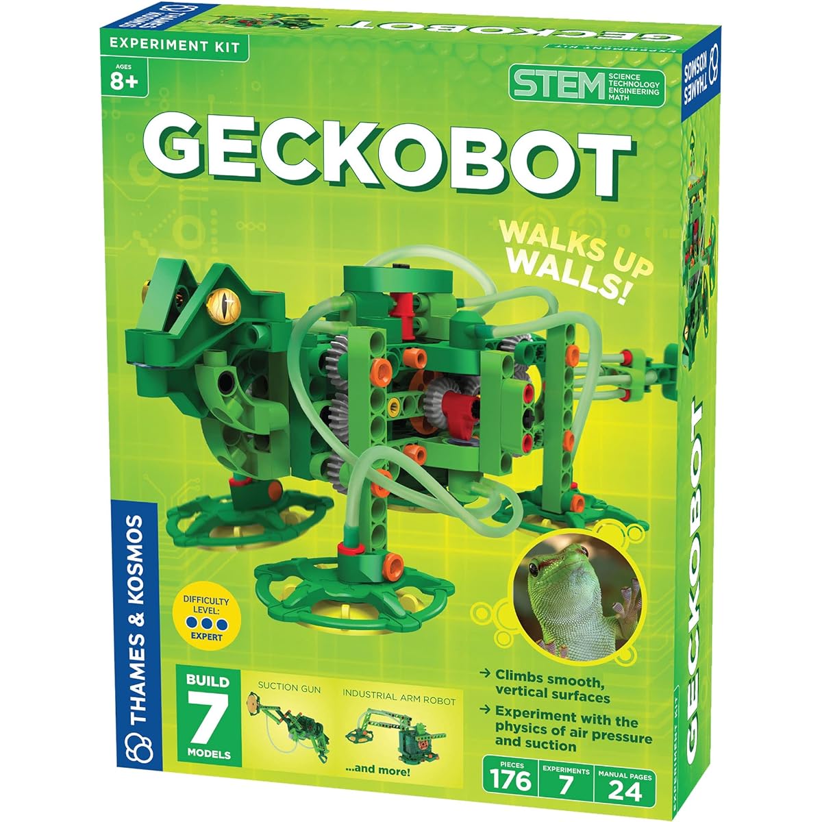 Thames & Cosmos Gecko Stem Experiment Kit | Build a Wall-Bending Robot & 6 other Mechanical Creations | Explore the Physics of Air Pressure and Suction | Difficulty: Advanced