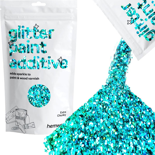 Hemway Glitter Paint Additive Extra Chunky 1/24" 0.040" 1mm Emulsion Water-Based Paint for Walls and Ceilings 100g / 3.5oz, Multicolor, HW-GPA