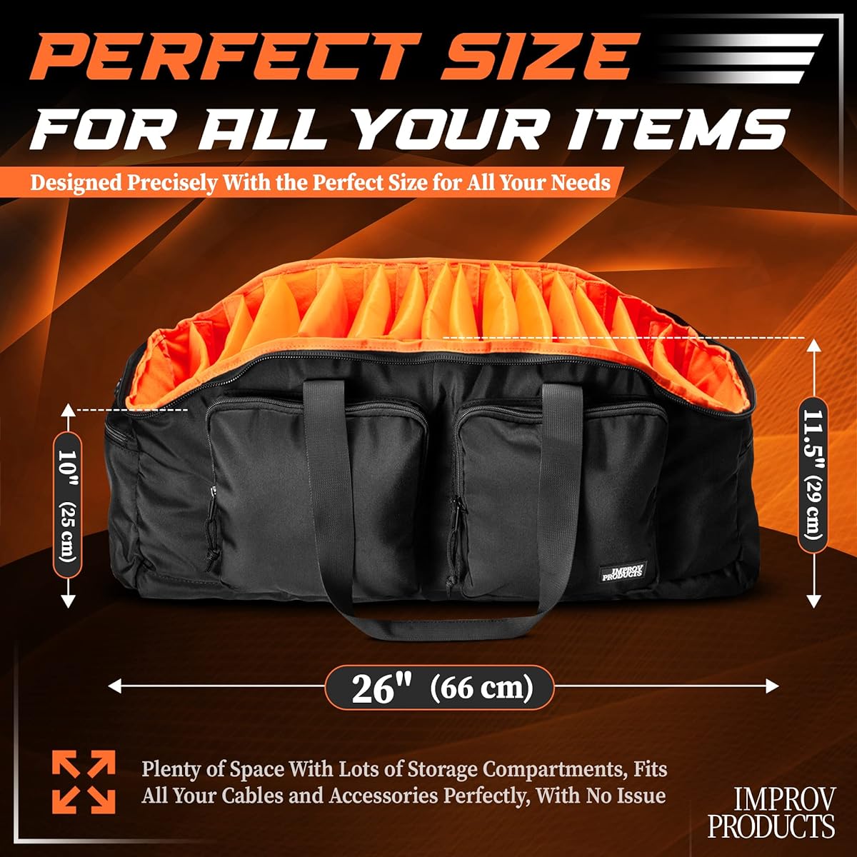 Improv Products DJ Gig Bag - Cable Organizer for Audio Gear - Carrying Accessories, Sound Equipment, Controllers and More - Padded Music Case with File Cable Divider