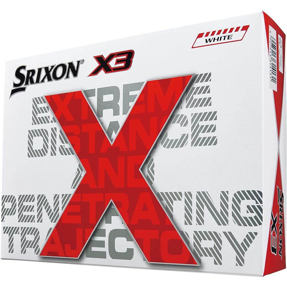 DUNLOP Golf Ball SRIXON X3 2022 Model 1 Dozen (12 pieces) White/Yellow