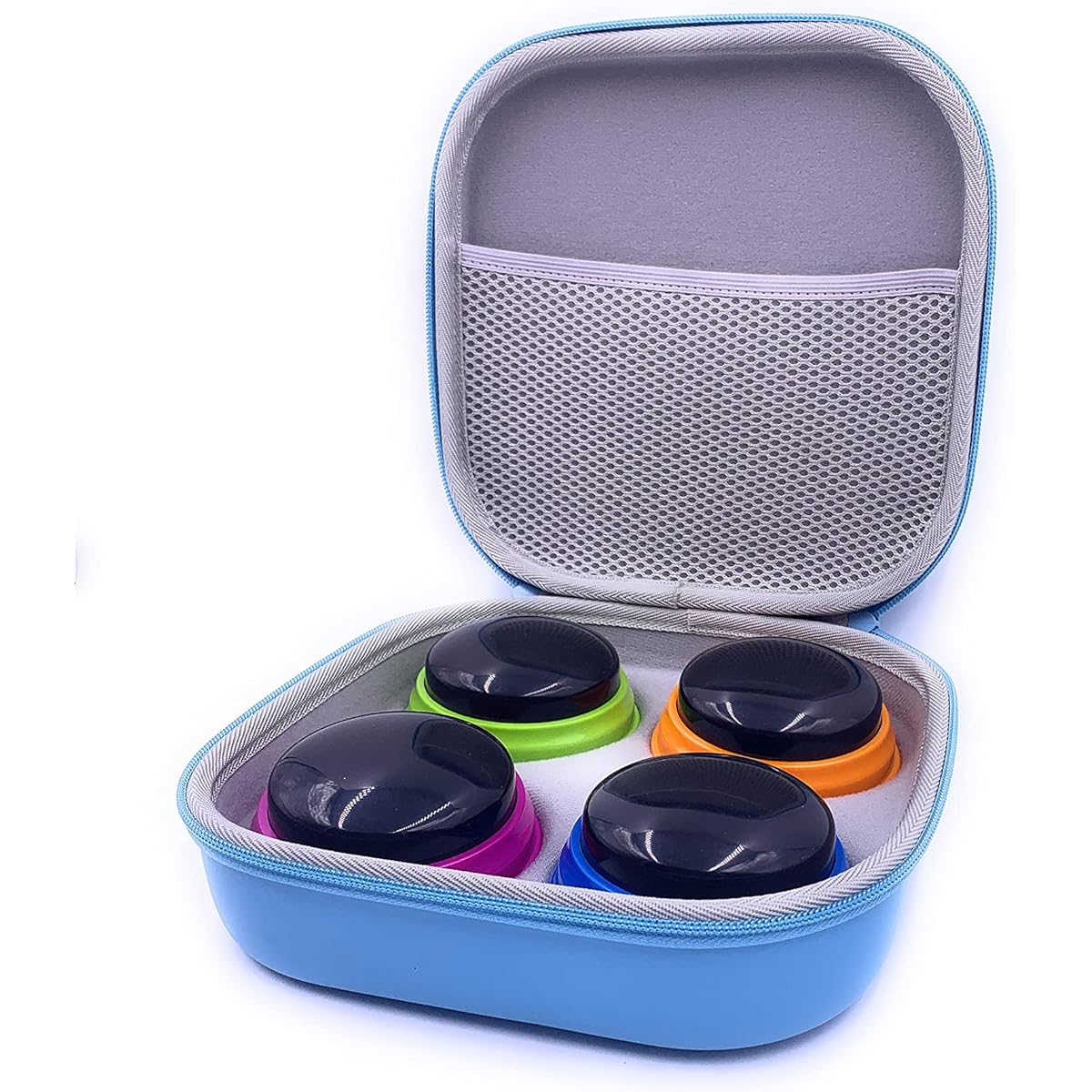 xcivi Storage Organizer Carry Case for Learning Resources Recordable Answer Buzzer Personalized Sound Buzzer Learning Resources Conversation Button Travel Box (Blue)